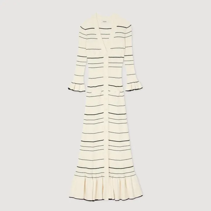 Dresses Women SANDRO Stripy Knit Maxi Dress Ecru