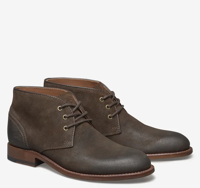 Dudley Chukka Brown Waxed English Suede Men Dress Shoes Johnston and Murphy