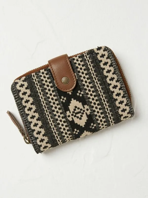 Fat Face Bags and Purses Women Etta Black Woven Foldover Purse