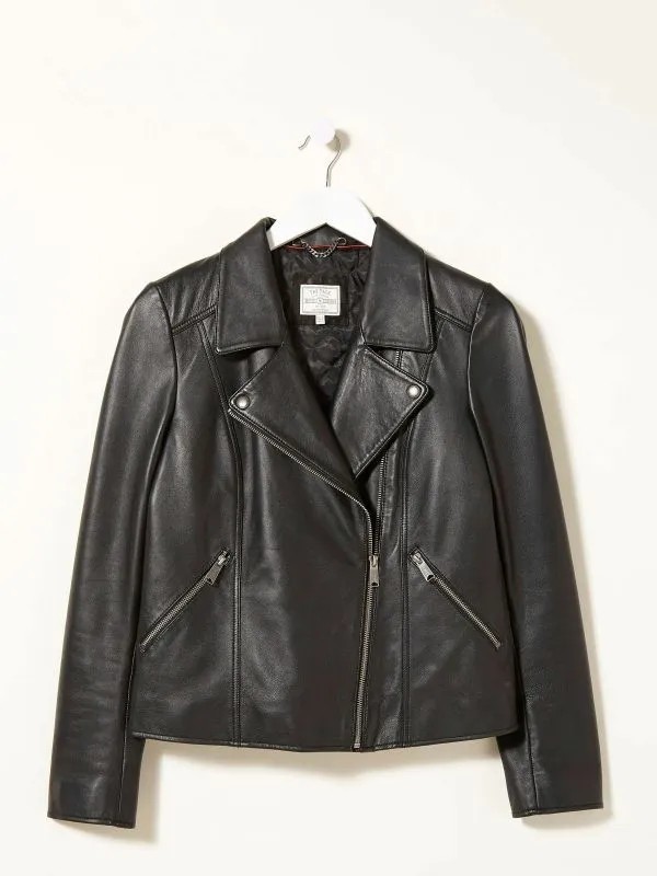 Fat Face Coats and Jackets Women Black Biker Bethany Jacket