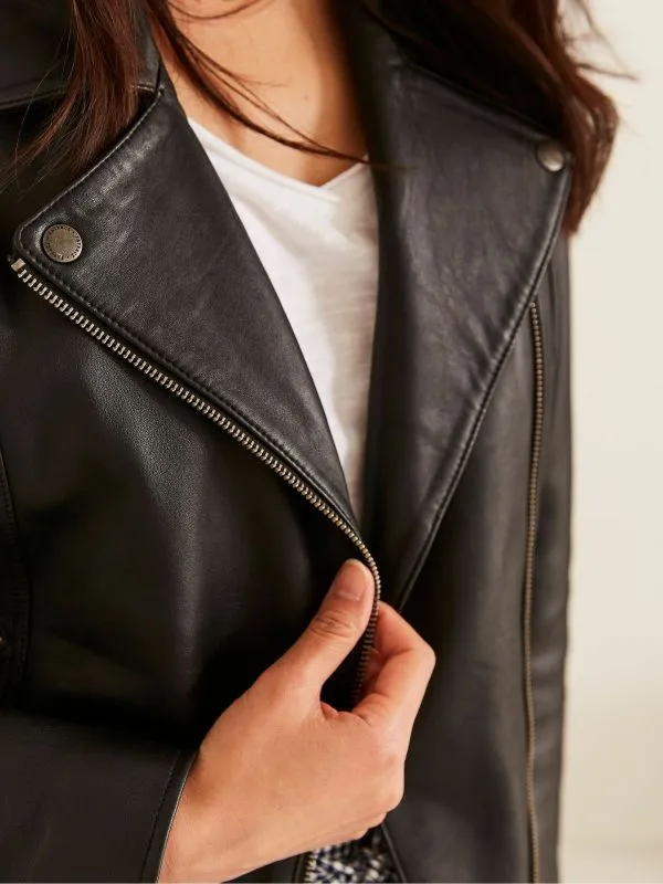 Fat Face Coats and Jackets Women Black Biker Bethany Jacket