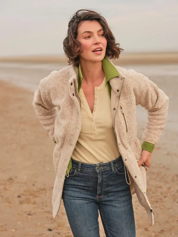 Fat Face Coats and Jackets Women Hadley Oatmeal Zip Through Fleece Jacket