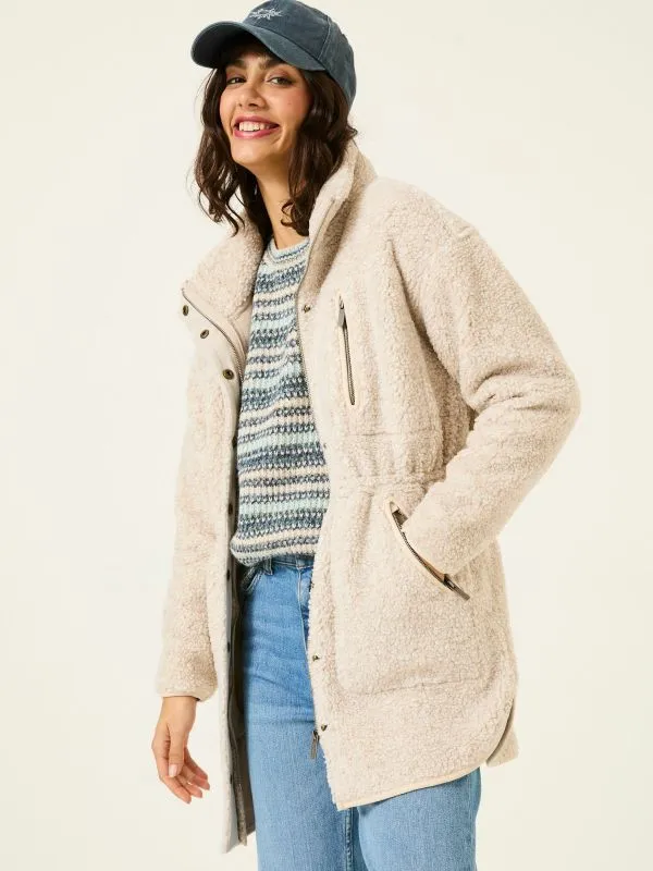 Fat Face Coats and Jackets Women Hadley Oatmeal Zip Through Fleece Jacket