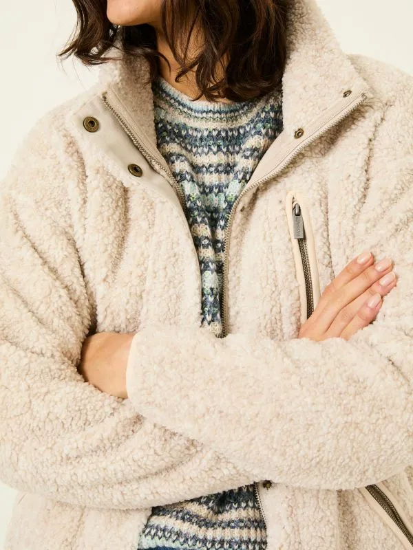 Fat Face Coats and Jackets Women Hadley Oatmeal Zip Through Fleece Jacket