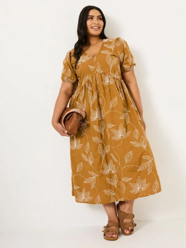 Fat Face Dresses Women Ochre Yellow Remi Midi Dress