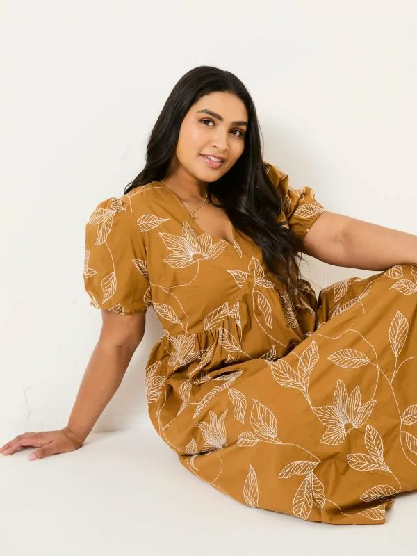 Fat Face Dresses Women Ochre Yellow Remi Midi Dress