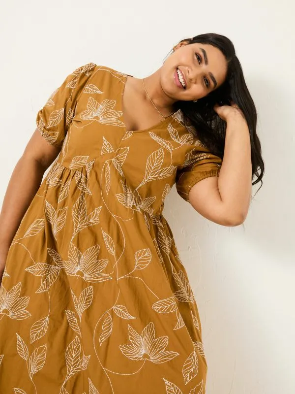 Fat Face Dresses Women Ochre Yellow Remi Midi Dress