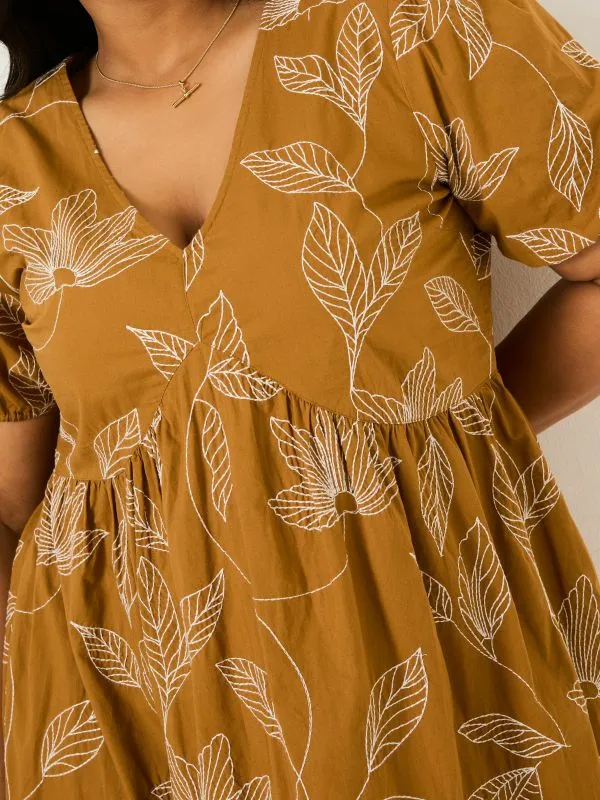 Fat Face Dresses Women Ochre Yellow Remi Midi Dress