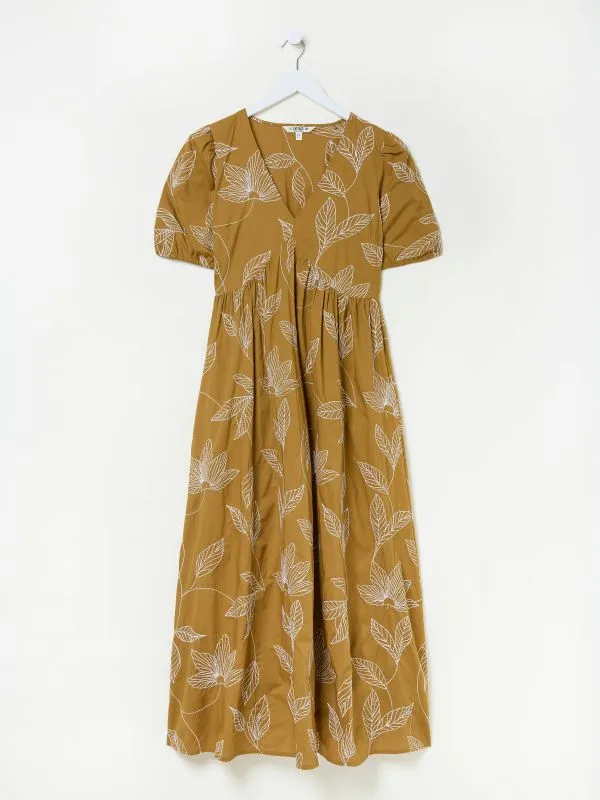Fat Face Dresses Women Ochre Yellow Remi Midi Dress