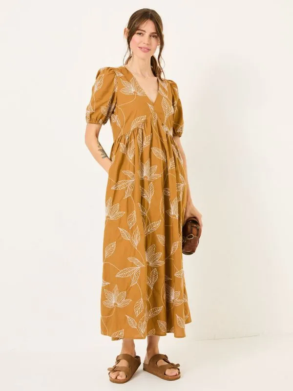 Fat Face Dresses Women Ochre Yellow Remi Midi Dress