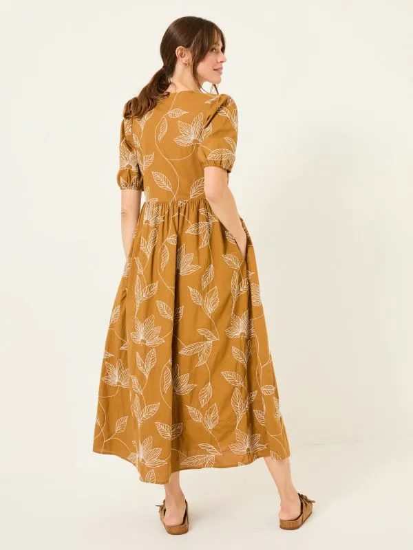 Fat Face Dresses Women Ochre Yellow Remi Midi Dress