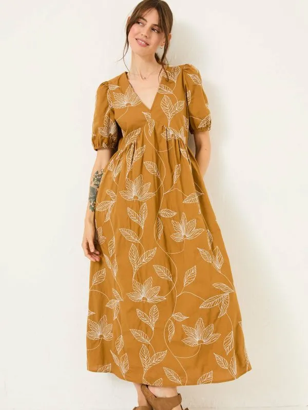 Fat Face Dresses Women Ochre Yellow Remi Midi Dress