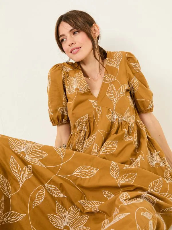 Fat Face Dresses Women Ochre Yellow Remi Midi Dress