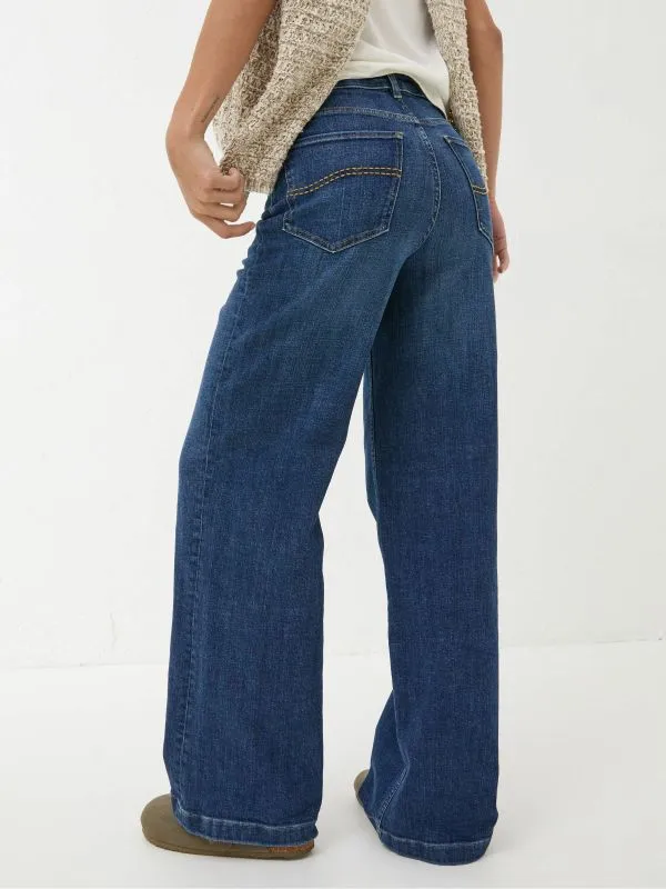Fat Face Jeans Women Welling Blue Wide Leg Jeans