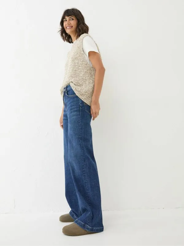 Fat Face Jeans Women Welling Blue Wide Leg Jeans