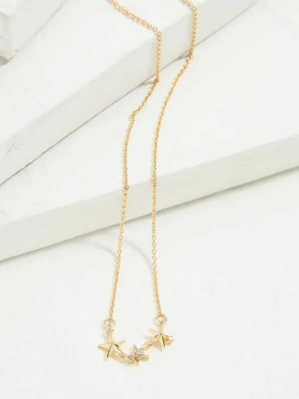 Fat Face Jewellery Women Gold Tone Trio Star Pendant Necklace