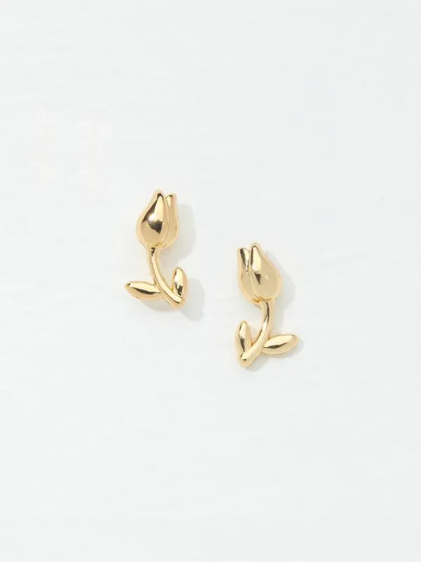Fat Face Jewellery Women Gold Tone Tulip Stud Earrings