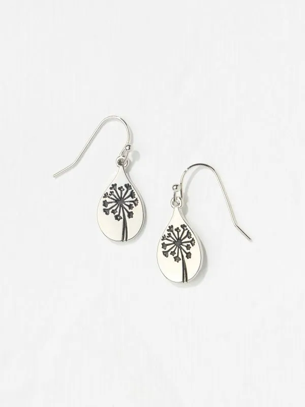 Fat Face Jewellery Women Silver Tone Flower Embossed Drop Earrings