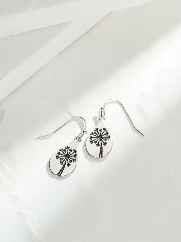 Fat Face Jewellery Women Silver Tone Flower Embossed Drop Earrings