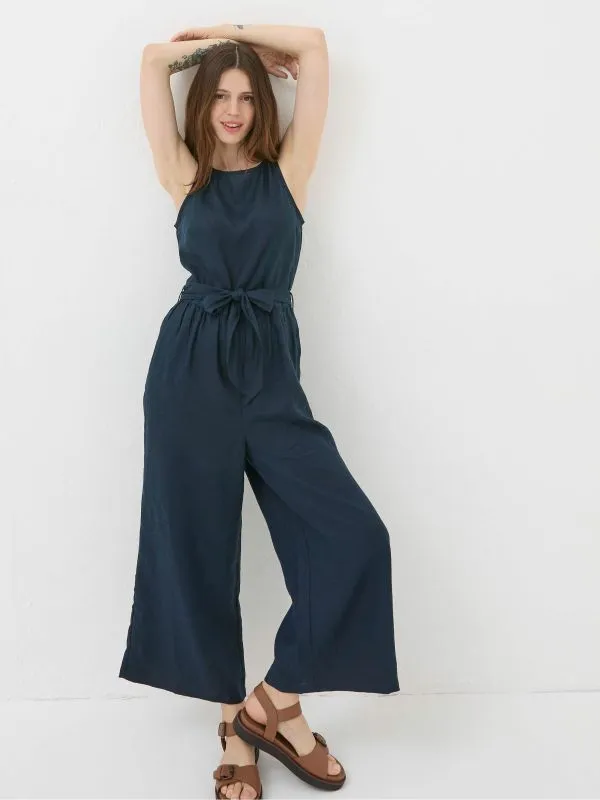 Fat Face Jumpsuits and Playsuits Women Liz Blue Linen Jumpsuit