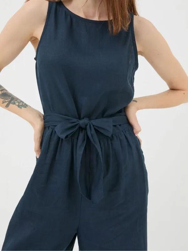 Fat Face Jumpsuits and Playsuits Women Liz Blue Linen Jumpsuit