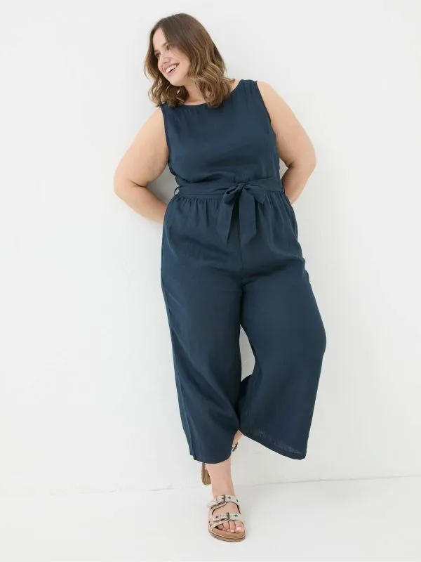 Fat Face Jumpsuits and Playsuits Women Liz Blue Linen Jumpsuit
