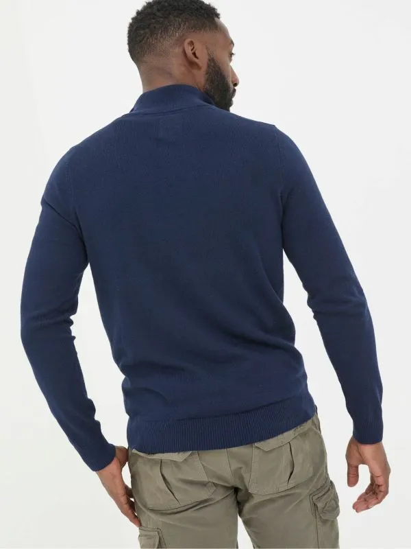 Fat Face Knitwear Men Rye Navy Blue HalfNeck Jumper