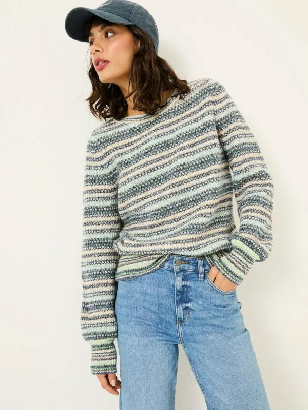 Fat Face Knitwear Women Blue Soraya Stripe Knitted Crew Neck Jumper