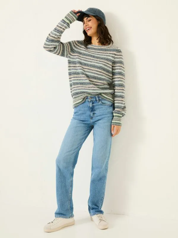 Fat Face Knitwear Women Blue Soraya Stripe Knitted Crew Neck Jumper
