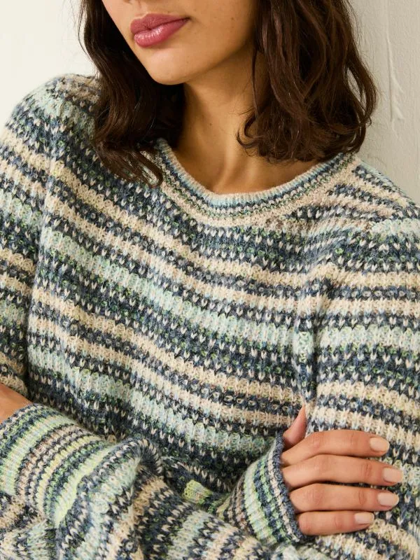 Fat Face Knitwear Women Blue Soraya Stripe Knitted Crew Neck Jumper