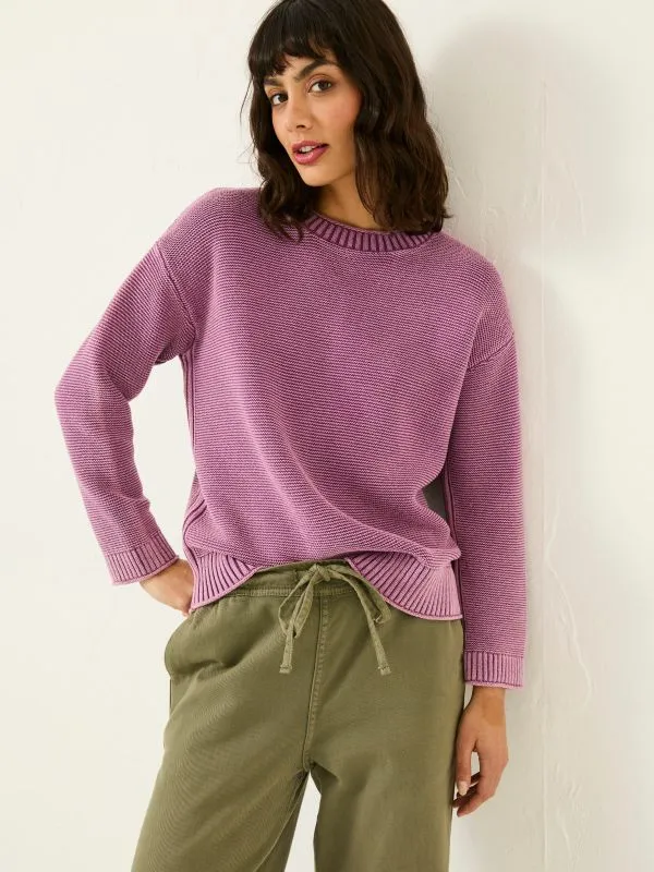 Fat Face Knitwear Women Dusky Purple Elia Laundered Knitted 100 Cotton Jumper