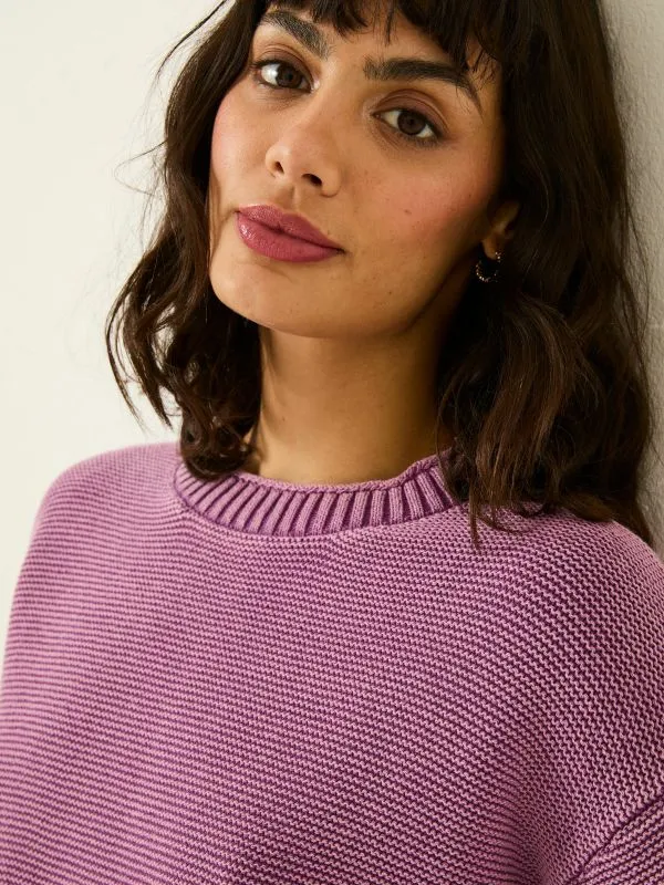 Fat Face Knitwear Women Dusky Purple Elia Laundered Knitted 100 Cotton Jumper Fat Face Knitwear Women Dusky Purple Elia Laundered Knitted 100 Cotton Jumper