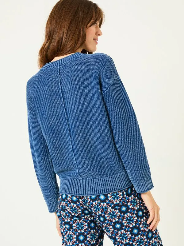 Fat Face Knitwear Women Ink Elia Laundered Knitted 100 Cotton Jumper