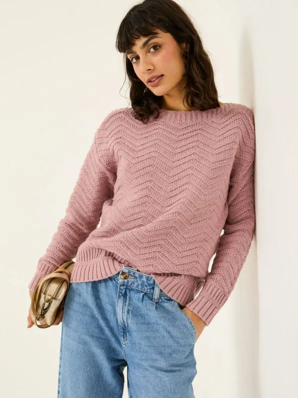 Fat Face Knitwear Women Mid Pink Jessie Textured Knitted Jumper