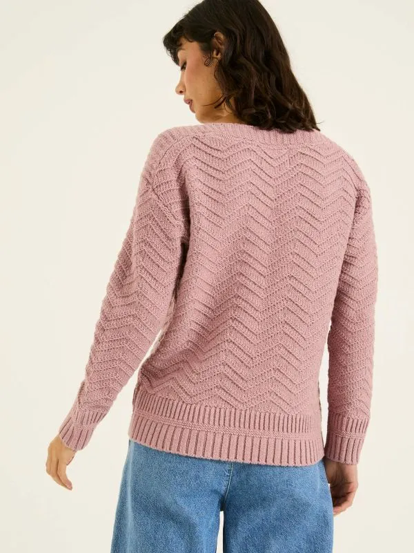 Fat Face Knitwear Women Mid Pink Jessie Textured Knitted Jumper
