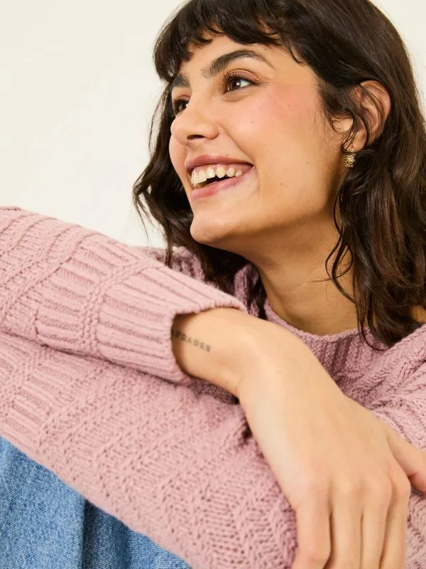 Fat Face Knitwear Women Mid Pink Jessie Textured Knitted Jumper