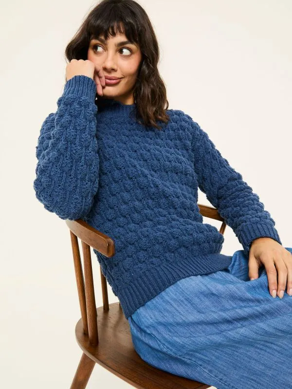 Fat Face Knitwear Women Navy Bea Bobble Knitted Jumper