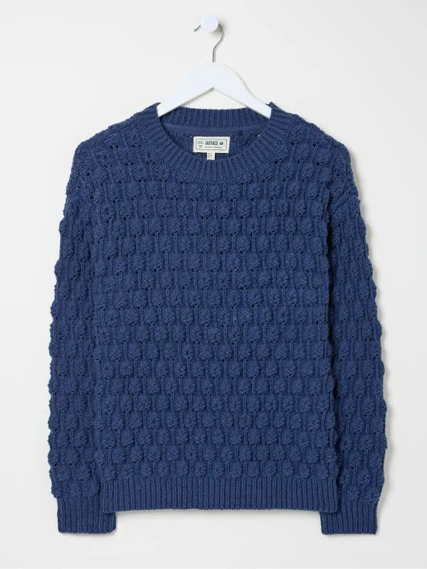 Fat Face Knitwear Women Navy Bea Bobble Knitted Jumper