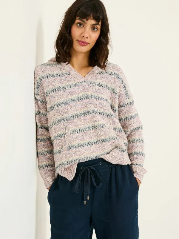 Fat Face Knitwear Women Pink Uma Knitted Textured Hoodie
