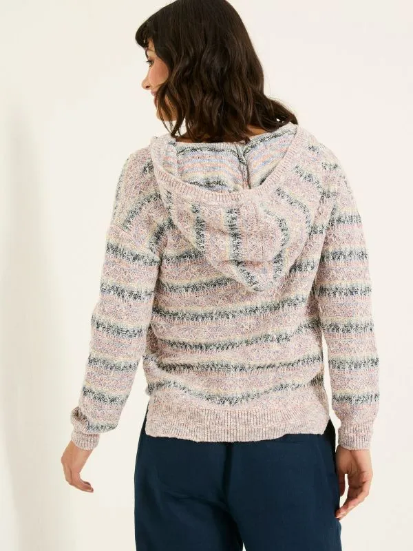 Fat Face Knitwear Women Pink Uma Knitted Textured Hoodie