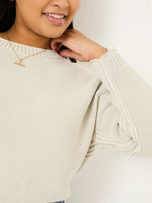 Fat Face Knitwear Women Stone Elia Laundered Knitted 100 Cotton Jumper