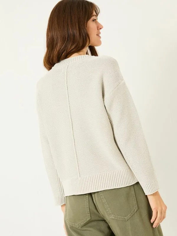 Fat Face Knitwear Women Stone Elia Laundered Knitted 100 Cotton Jumper