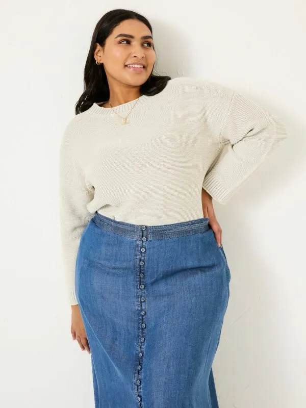 Fat Face Knitwear Women Stone Elia Laundered Knitted 100 Cotton Jumper