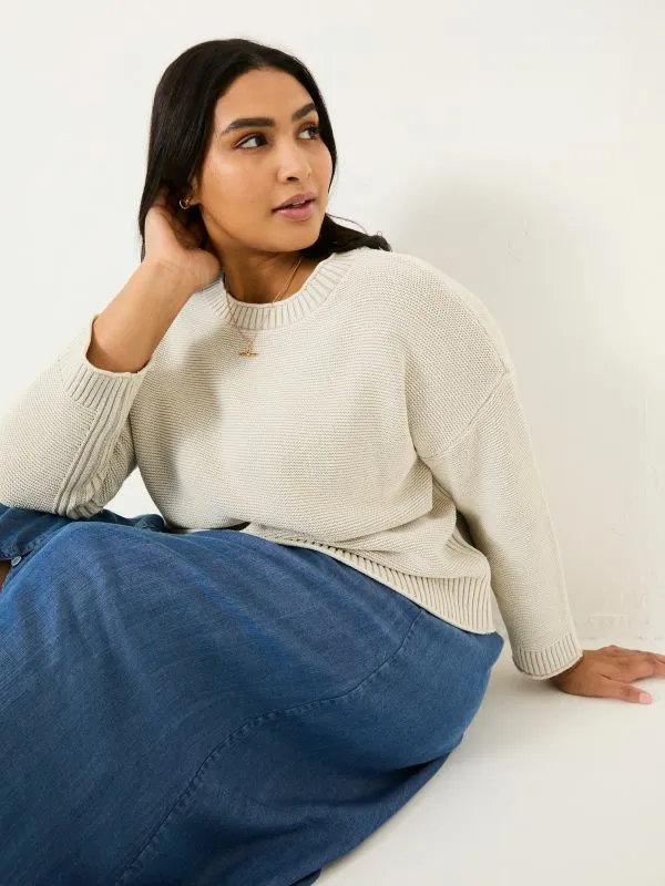 Fat Face Knitwear Women Stone Elia Laundered Knitted 100 Cotton Jumper