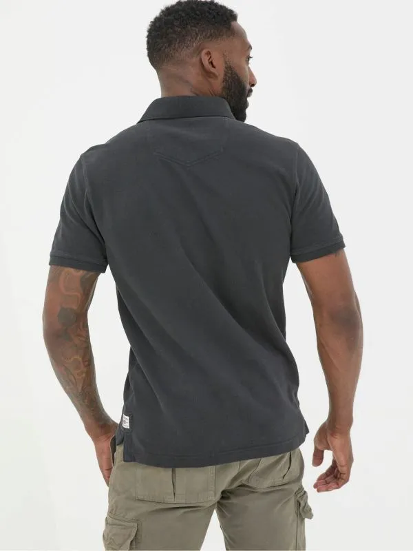 Fat Face Polo Shirts Men Black Pique Polo Shirt
