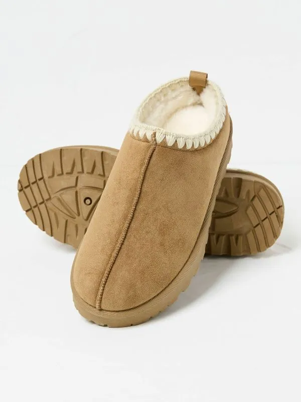 Fat Face Pyjamas and Nightwear Women Lyra Tan Brown Snug Mule Slippers