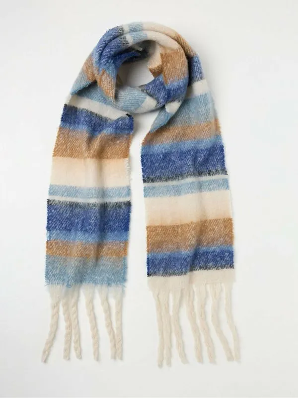 Fat Face Scarves Women Blue Skinny Stripe Scarf