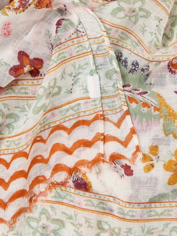 Fat Face Scarves Women Ivory Wilding Printed Lightweight Scarf