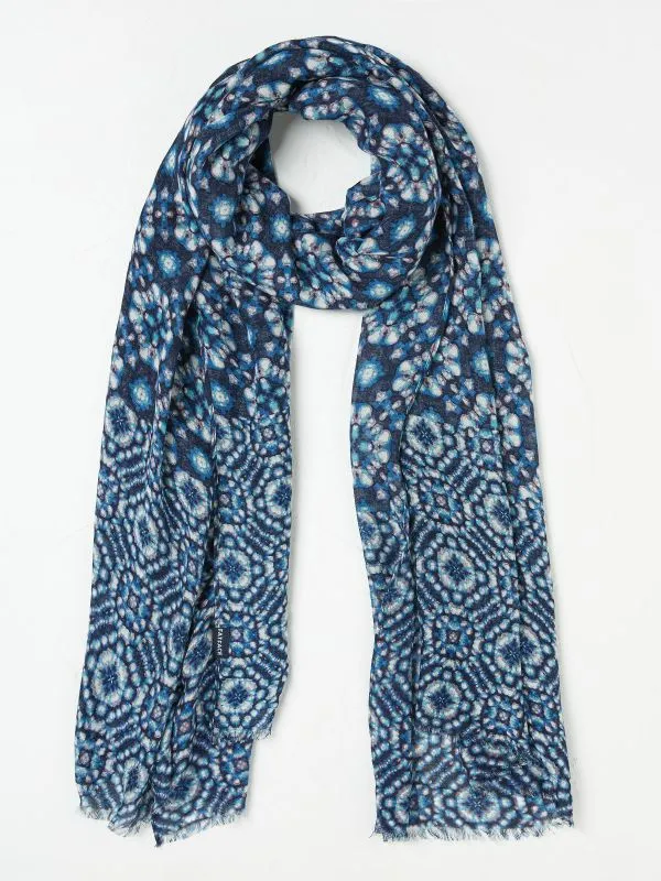Fat Face Scarves Women Navy Geometric Printed Lightweight Scarf