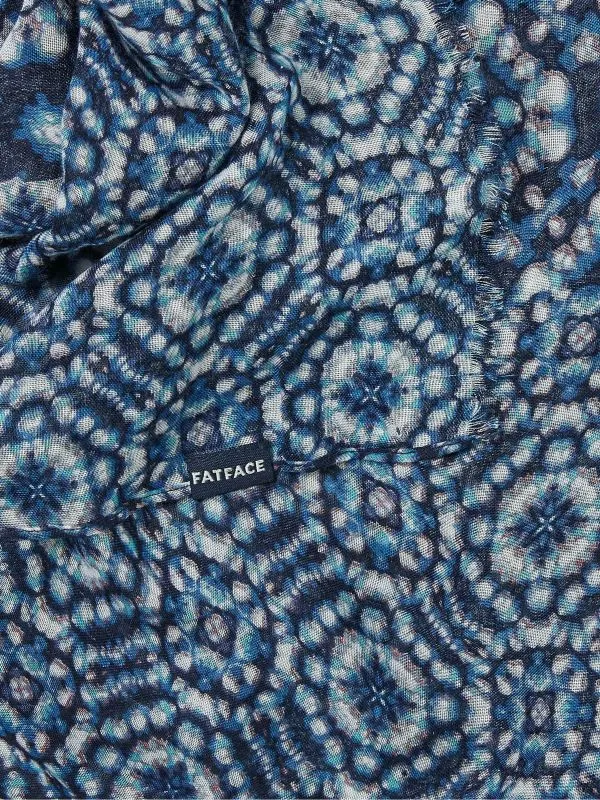 Fat Face Scarves Women Navy Geometric Printed Lightweight Scarf